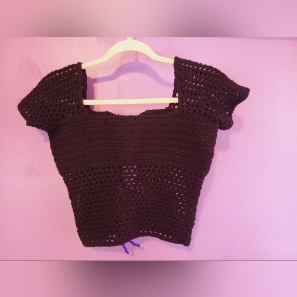 Black Crochet Women Top